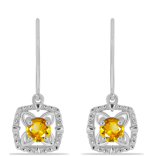 Stříbro 925/1000 Náušnice s Uralským Citrínem - Karátové číslo: 0.92. přibližná hmotnost: 3.04 gramů