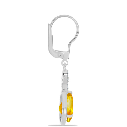 Stříbrné Náušnice s Uralským Citrínem a Bílým Topazem