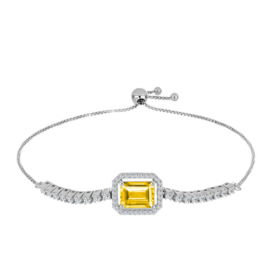 Stříbrný Náramek s Uralským Citrínem a Bílým Topazem