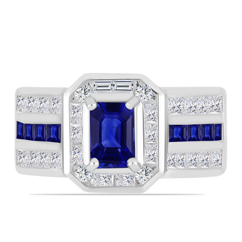 Stříbro 925/1000 Prsten s Australským Modrým Safírem a Bílým Topazem - Karátové číslo: 3.45. přibližná hmotnost: 6.84 gramů 1 