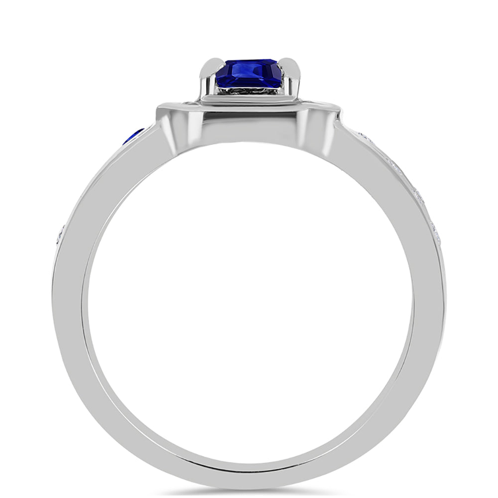 Stříbro 925/1000 Prsten s Australským Modrým Safírem a Bílým Topazem - Karátové číslo: 3.45. přibližná hmotnost: 6.84 gramů