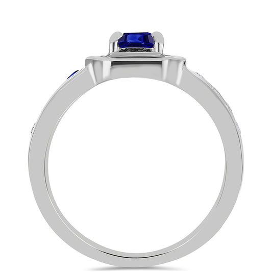 Stříbro 925/1000 Prsten s Australským Modrým Safírem a Bílým Topazem - Karátové číslo: 3.45. přibližná hmotnost: 6.84 gramů