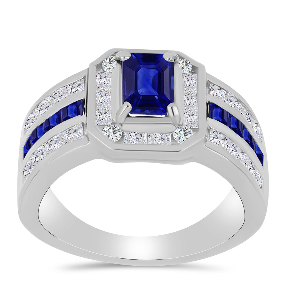 Stříbro 925/1000 Prsten s Australským Modrým Safírem a Bílým Topazem - Karátové číslo: 3.45. přibližná hmotnost: 6.84 gramů 3 