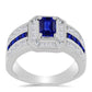 Stříbro 925/1000 Prsten s Australským Modrým Safírem a Bílým Topazem - Karátové číslo: 3.45. přibližná hmotnost: 6.84 gramů