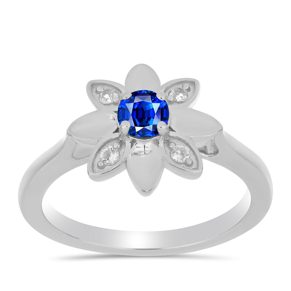 Stříbro 925/1000 - Prsten s Australským Modrým Safírem a Bílým Topazem - Karátové číslo: 0.42. přibližná hmotnost: 2.75 gramů 3 