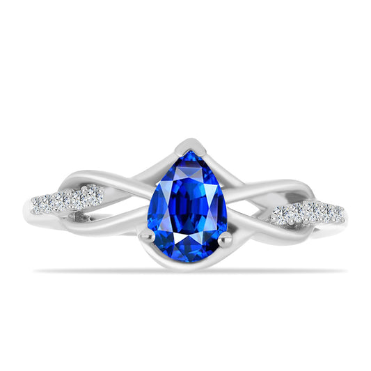 Stříbrný Prsten s Australským Modrým Safírem a Bílým Topazem