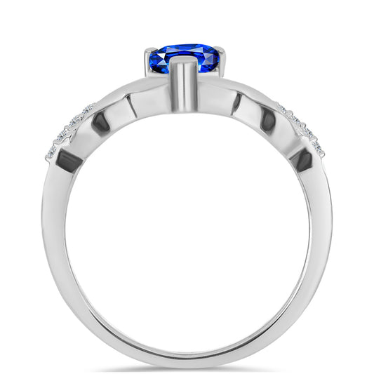 Stříbrný Prsten s Australským Modrým Safírem a Bílým Topazem