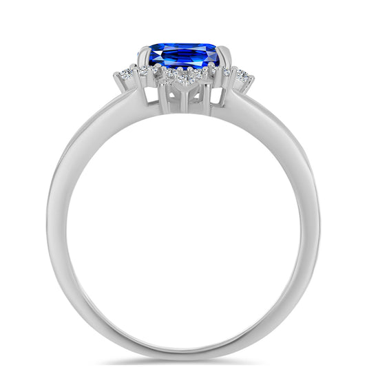 Stříbrný Prsten s Australským Modrým Safírem a Bílým Topazem