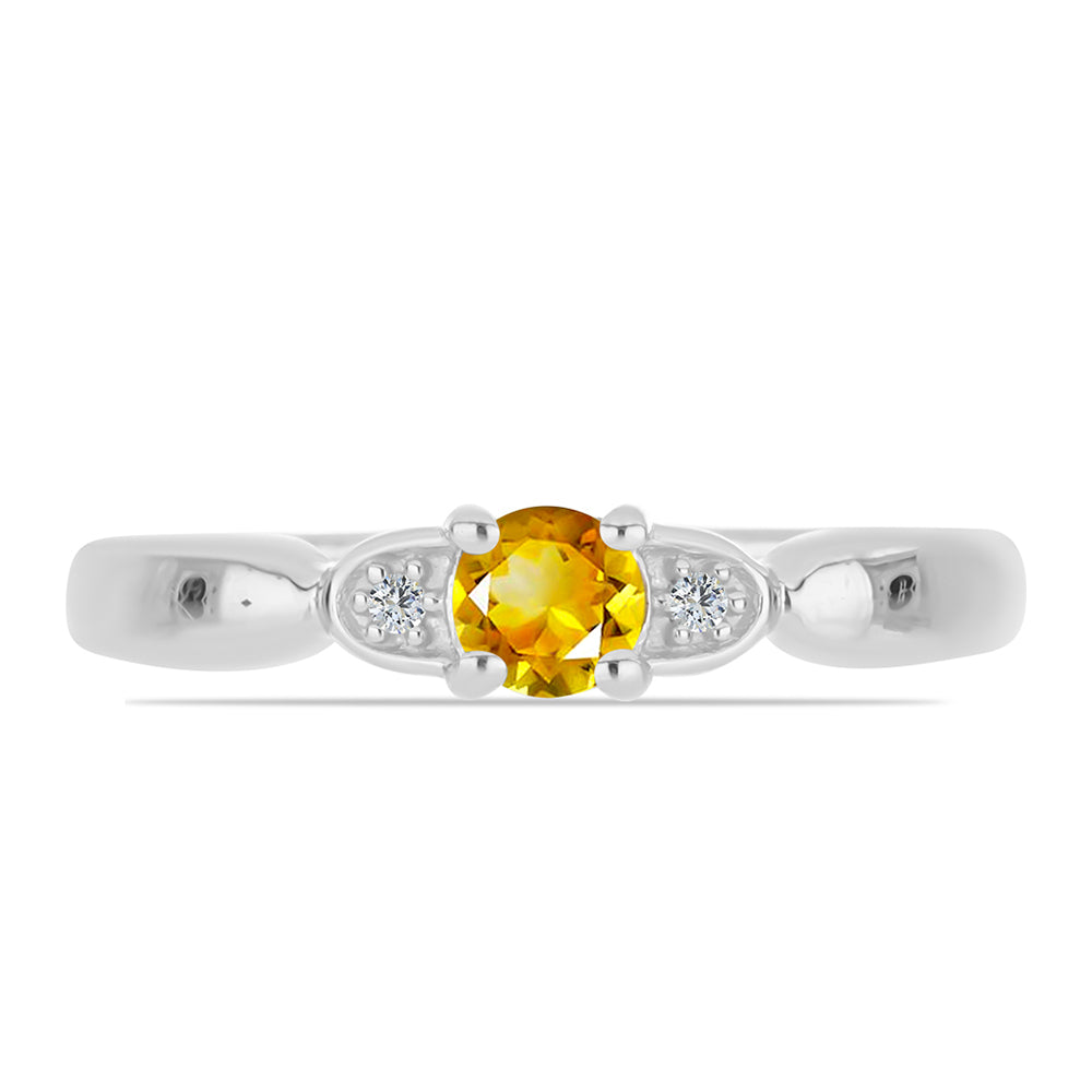 Stříbro 925/1000 - Prsten s Uralským Citrínem a Bílým Topazem - Karátové číslo: 0.25. přibližná hmotnost: 2.24 gramů 1 