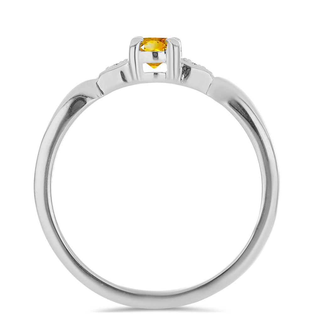 Stříbro 925/1000 - Prsten s Uralským Citrínem a Bílým Topazem - Karátové číslo: 0.25. přibližná hmotnost: 2.24 gramů 2 