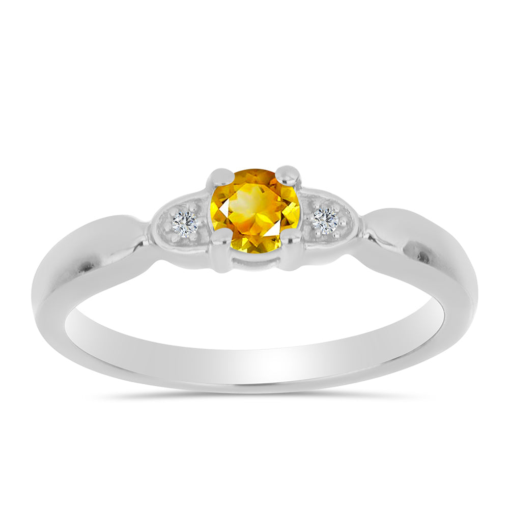 Stříbro 925/1000 - Prsten s Uralským Citrínem a Bílým Topazem - Karátové číslo: 0.25. přibližná hmotnost: 2.24 gramů