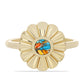 Pozlacené Stříbro 925/1000 - Prsten s Ústřicovým Tyrkysem - Karátové číslo: 0.32. přibližná hmotnost: 3.29 gramů