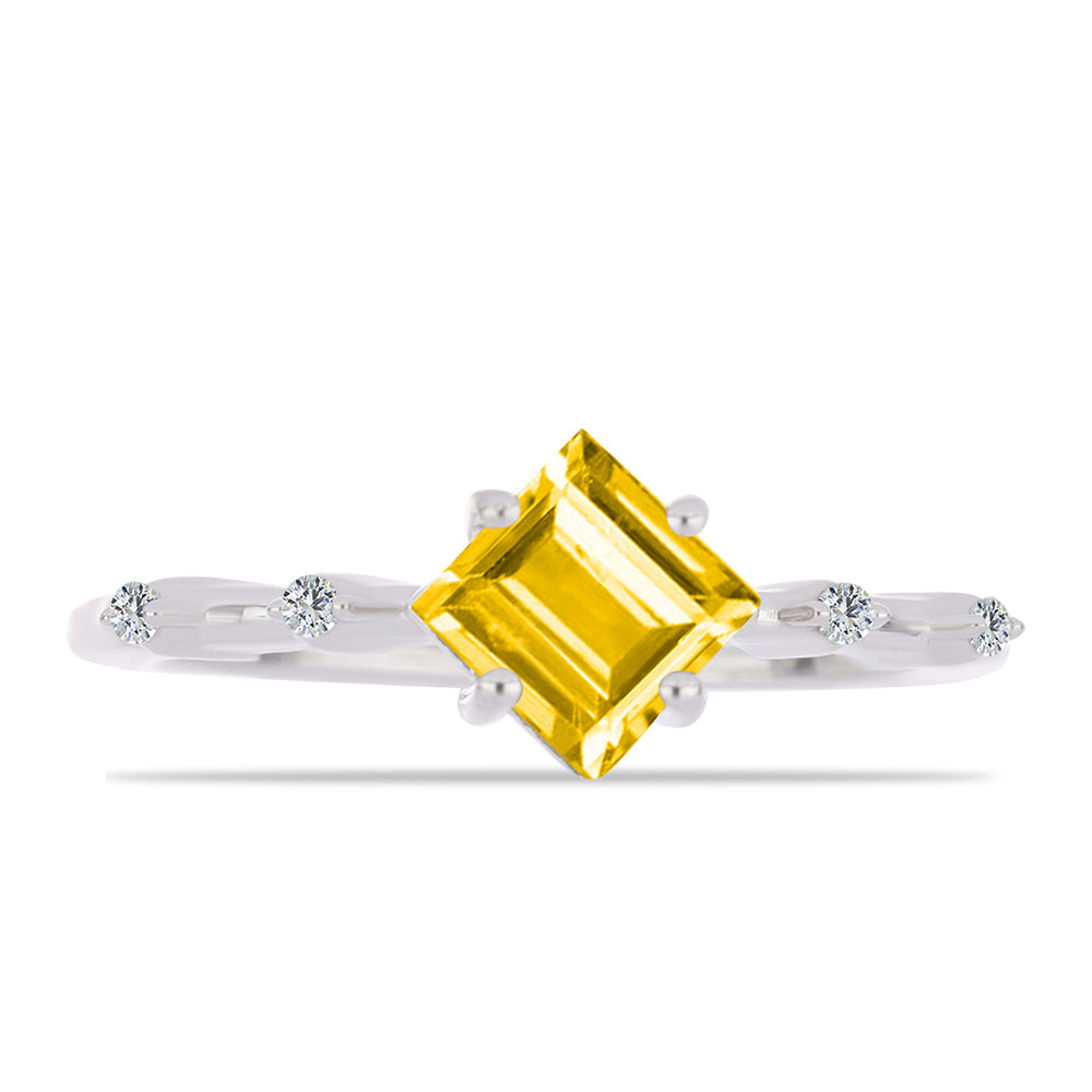 Stříbro 925/1000 - Prsten s Uralským Citrínem a Bílým Topazem - Karátové číslo: 1.31. přibližná hmotnost: 2.71 gramů 1 