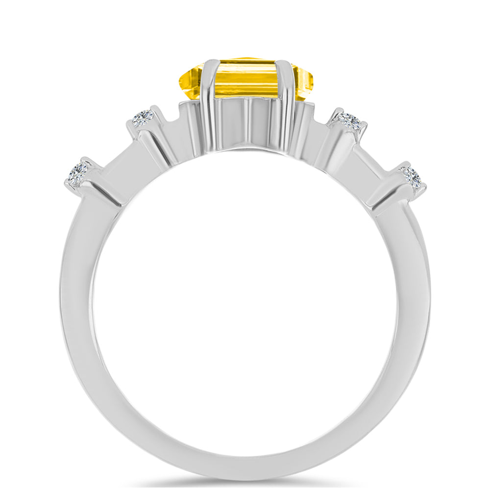 Stříbro 925/1000 - Prsten s Uralským Citrínem a Bílým Topazem - Karátové číslo: 1.31. přibližná hmotnost: 2.71 gramů 2 