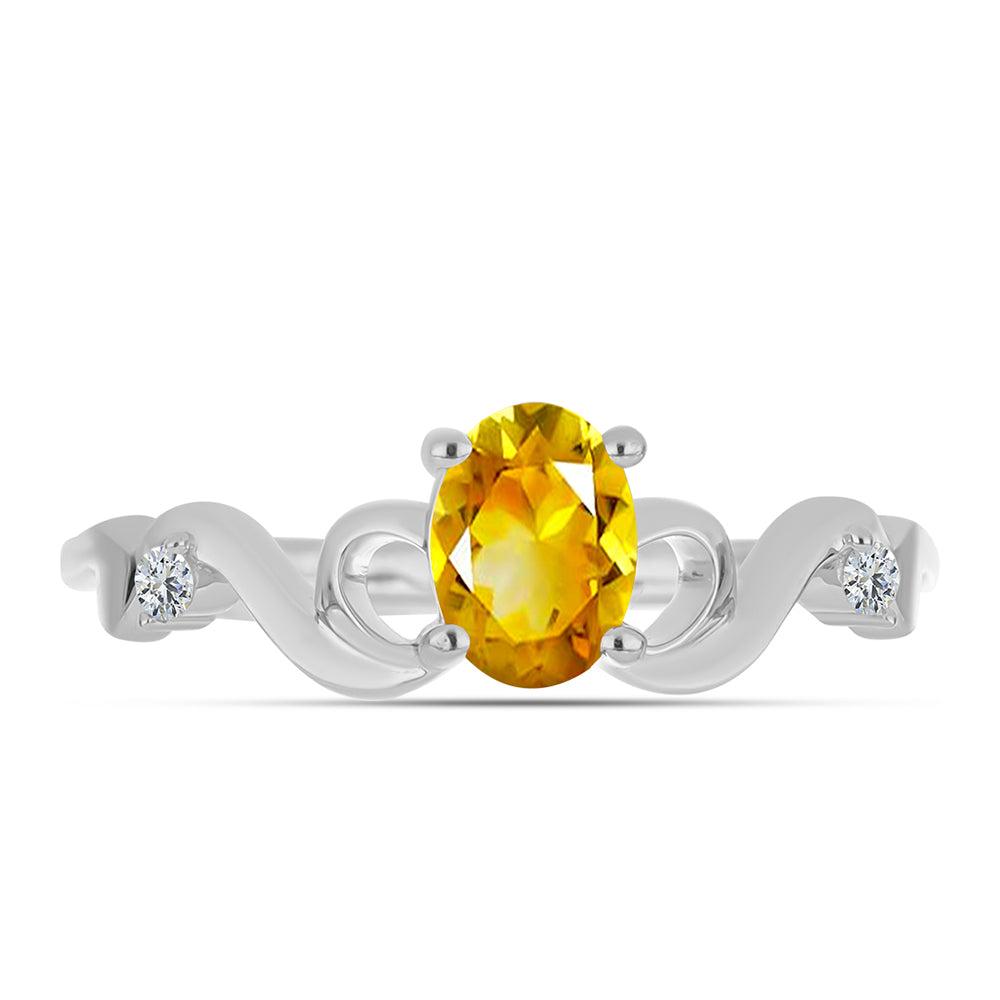 Stříbro 925/1000 - Prsten s Uralským Citrínem a Bílým Topazem - Karátové číslo: 0.81. přibližná hmotnost: 2.48 gramů 1 