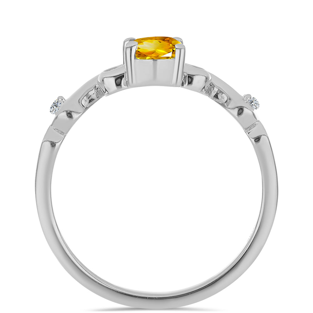 Stříbro 925/1000 - Prsten s Uralským Citrínem a Bílým Topazem - Karátové číslo: 0.81. přibližná hmotnost: 2.48 gramů 2 