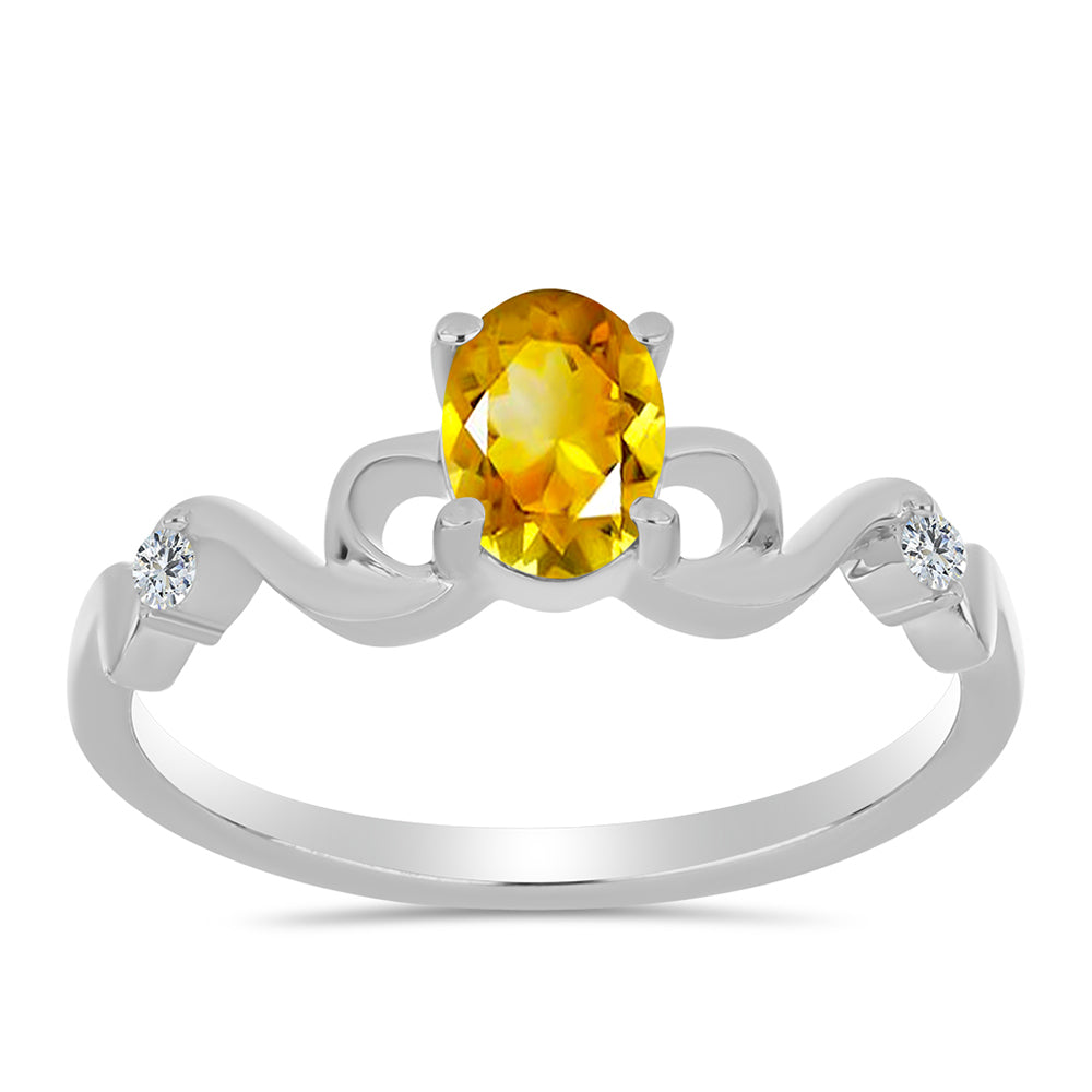 Stříbro 925/1000 - Prsten s Uralským Citrínem a Bílým Topazem - Karátové číslo: 0.81. přibližná hmotnost: 2.48 gramů 3 