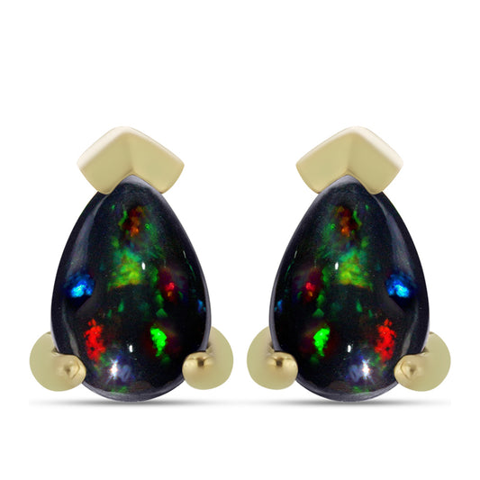 Pozlacená Stříbrná Sada s Půlnočně Černým Etiopským Opálem z Lega Dembi ( Náušnice+Prsten )