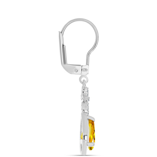 Stříbrné Náušnice s Uralským Citrínem a Bílým Topazem