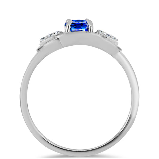 Stříbrný Prsten s Australským Modrým Safírem a Bílým Topazem