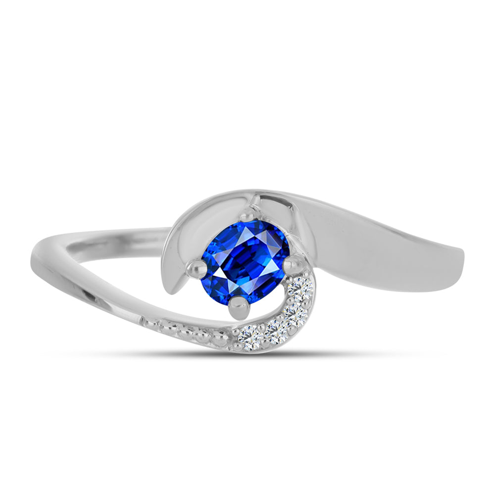 Stříbro 925/1000 - Prsten s Australským Modrým Safírem a Bílým Topazem - Karátové číslo: 0.56. přibližná hmotnost: 3.14 gramů 1 