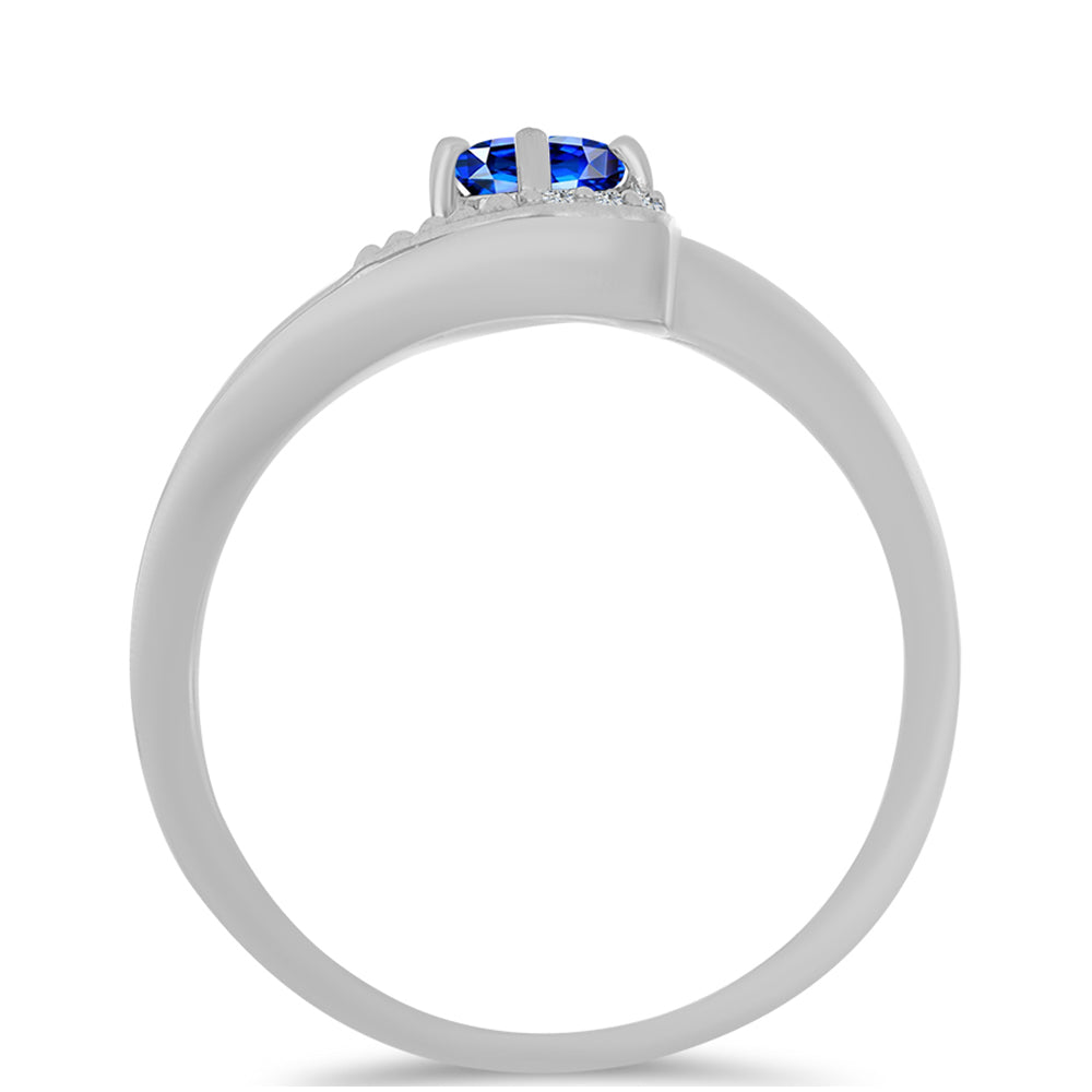 Stříbro 925/1000 - Prsten s Australským Modrým Safírem a Bílým Topazem - Karátové číslo: 0.56. přibližná hmotnost: 3.14 gramů 2 