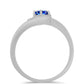 Stříbro 925/1000 - Prsten s Australským Modrým Safírem a Bílým Topazem - Karátové číslo: 0.56. přibližná hmotnost: 3.14 gramů