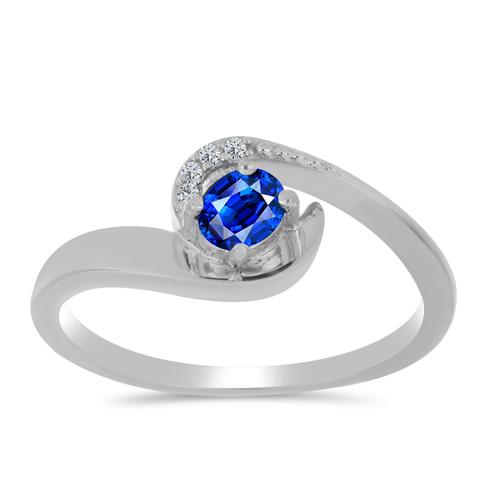 Stříbro 925/1000 - Prsten s Australským Modrým Safírem a Bílým Topazem - Karátové číslo: 0.56. přibližná hmotnost: 3.14 gramů