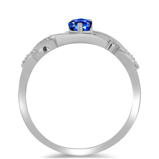 Stříbrný Prsten s Australským Modrým Safírem a Bílým Topazem