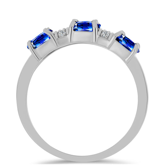 Stříbro 925/1000 - Prsten s Australským Modrým Safírem a Bílým Topazem - Karátové číslo: 2.19. přibližná hmotnost: 3.22 gramů