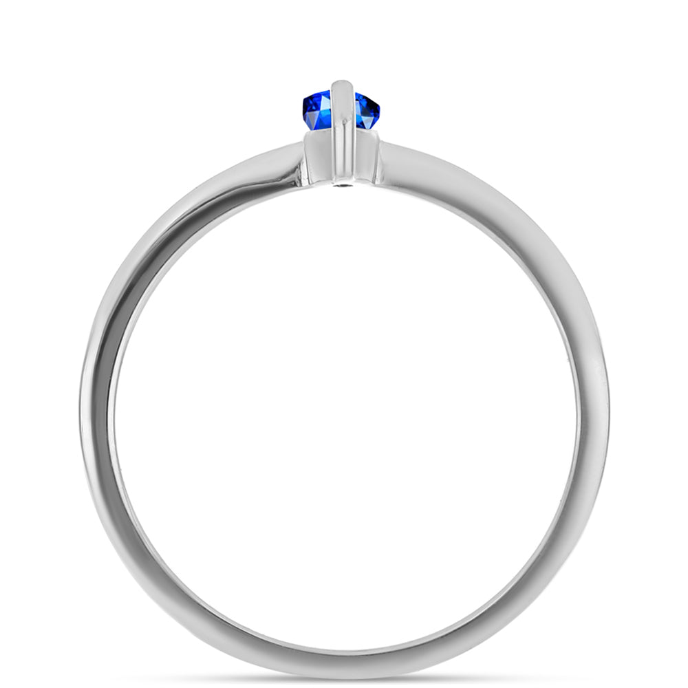 Stříbro 925/1000 - Prsten s Australským Modrým Safírem - Karátové číslo: 0.39. přibližná hmotnost: 1.54 gramů