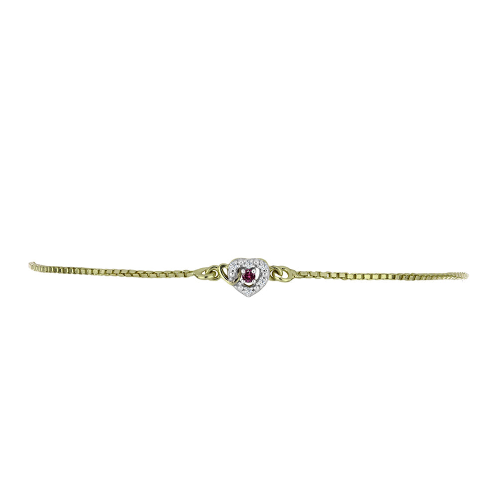 Pozlacené Stříbro 925/1000 - Náramek s Purpurovým Diamantem a Bílým Diamantem - Karátové číslo: 0.06. přibližná hmotnost: 2.33 gramů 2 