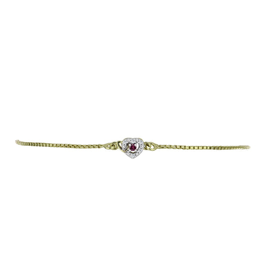 Pozlacené Stříbro 925/1000 - Náramek s Purpurovým Diamantem a Bílým Diamantem - Karátové číslo: 0.06. přibližná hmotnost: 2.33 gramů