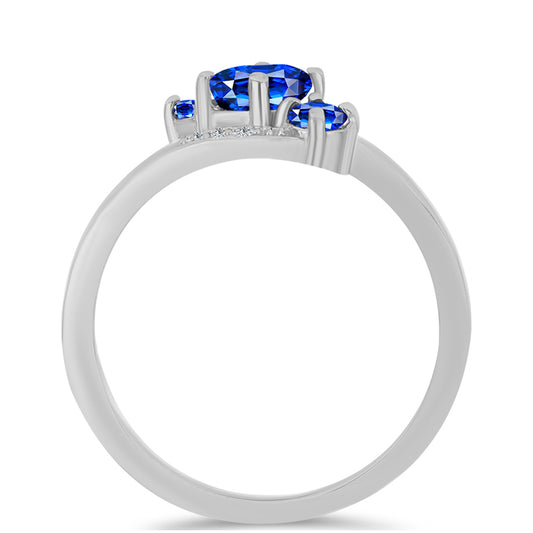 925 / 1000 Sterlingové Stříbro Prsten s Australským Modrým Safírem a Bílým Topazem