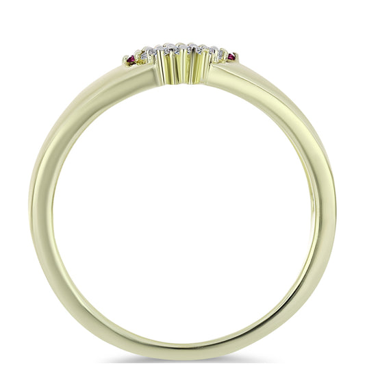 Pozlacený Stříbrný Prsten s Purpurovým Diamantem a Bílým Diamantem