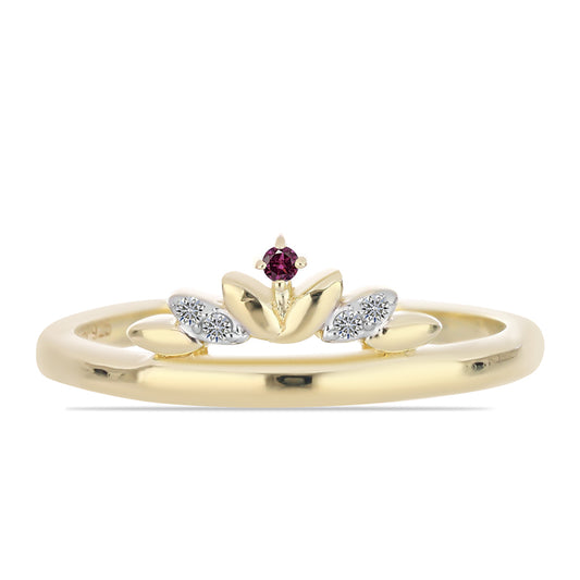 Pozlacený Stříbrný Prsten s Purpurovým Diamantem a Bílým Diamantem