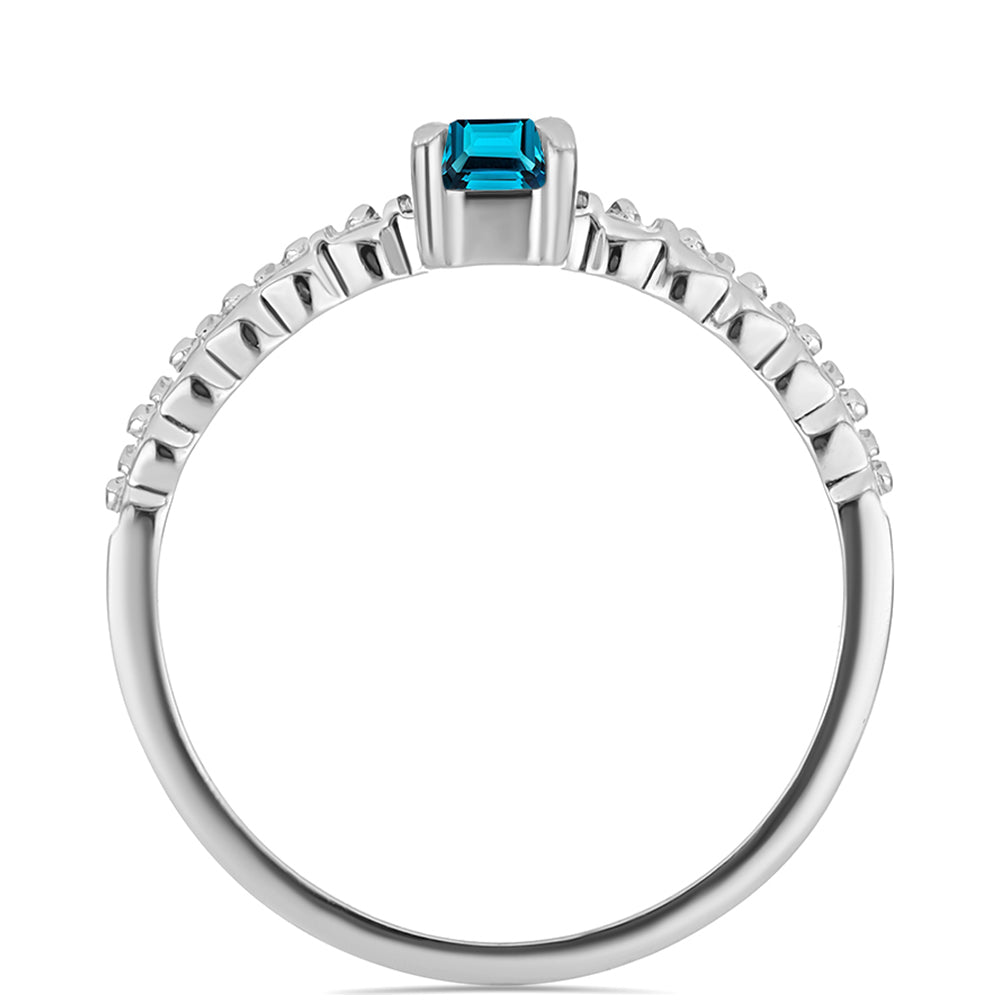 Stříbro 925/1000 Prsten s Londýnským Modrým Topazem - Karátové číslo: 0.9. přibližná hmotnost: 2.36 gramů 2 