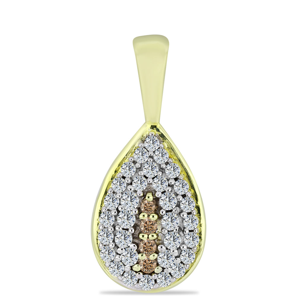 Pozlacené Stříbro 925/1000 - Sada s Champagne Diamantem a Bílým Topazem - Karátové číslo: 1.19. přibližná hmotnost: 5.69 gramů ( Náušnice+Prsten+Přívěsek )