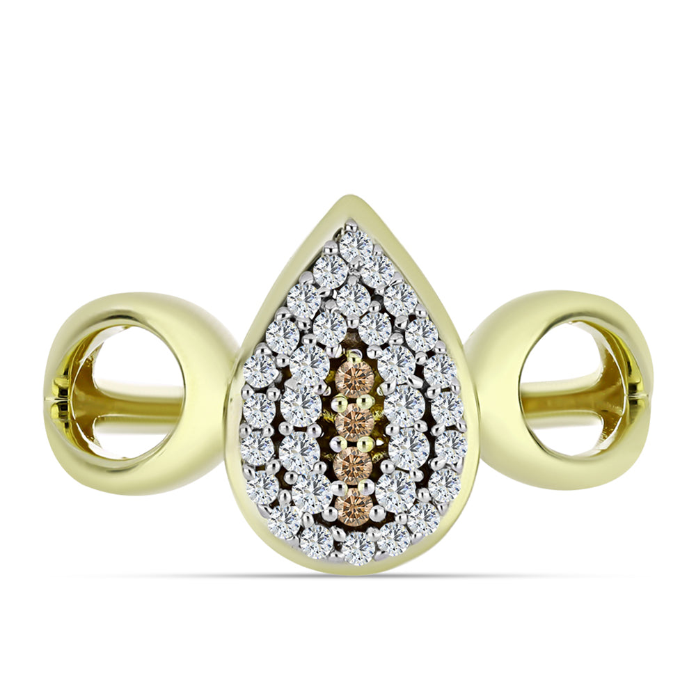 Pozlacené Stříbro 925/1000 - Sada s Champagne Diamantem a Bílým Topazem - Karátové číslo: 1.19. přibližná hmotnost: 5.69 gramů ( Náušnice+Prsten+Přívěsek )