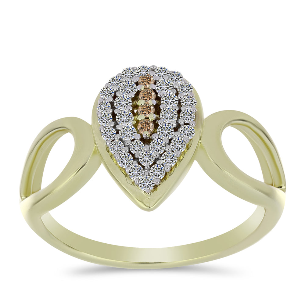 Pozlacené Stříbro 925/1000 - Sada s Champagne Diamantem a Bílým Topazem - Karátové číslo: 1.19. přibližná hmotnost: 5.69 gramů ( Náušnice+Prsten+Přívěsek ) 8 