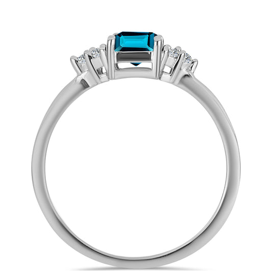 Stříbrný Prsten s Londýnským Modrým Topazem a Bílým Topazem
