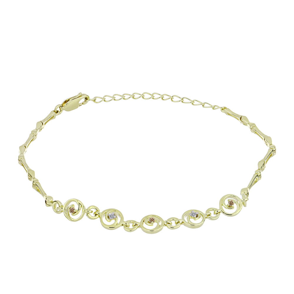 Pozlacené Stříbro 925/1000 - Náramek s Champagne Diamantem a Bílým Diamantem - Karátové číslo: 0.08. přibližná hmotnost: 5.06 gramů 1 