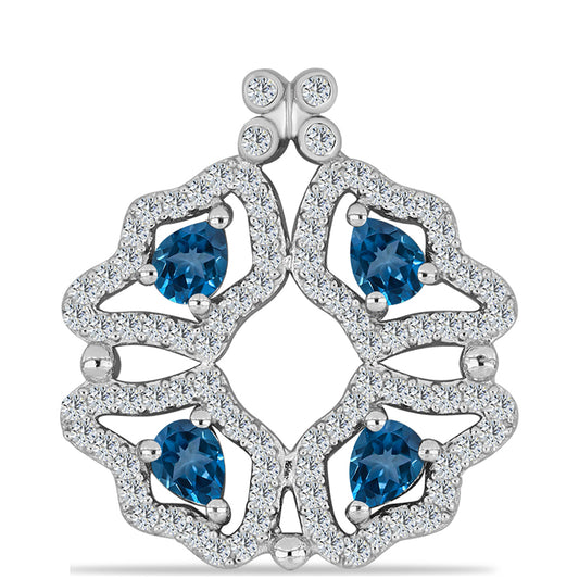 Stříbrný Přívěsek s Londýnským Modrým Topazem a Bílým Topazem