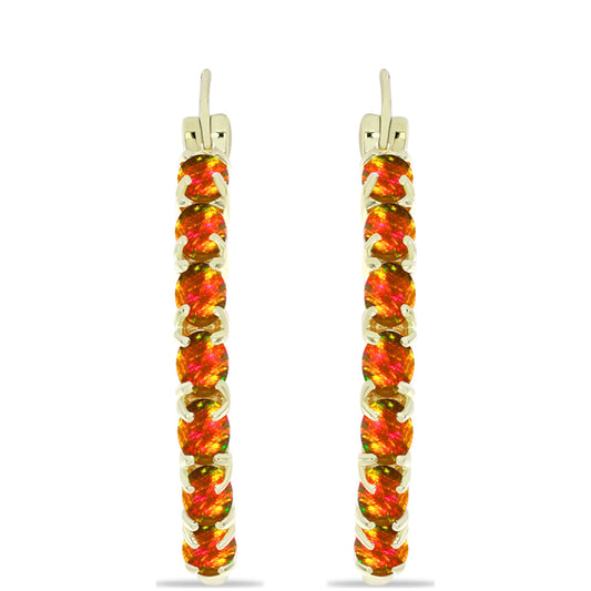 Pozlacené Stříbrné Náušnice s Americkým Ohnivým Opálem