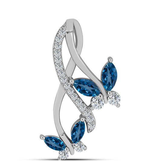 Stříbrný Přívěsek s Londýnským Modrým Topazem a Bílým Topazem
