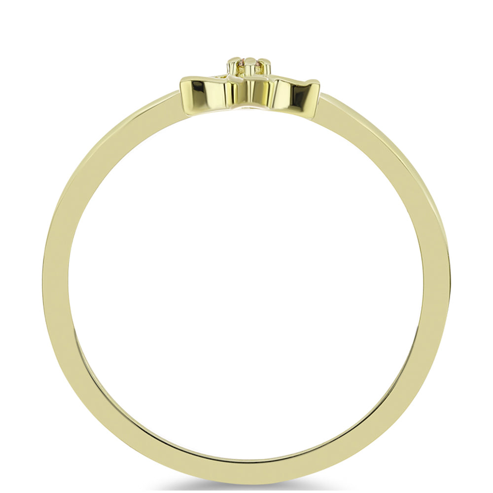 Pozlacené Stříbro 925/1000 - Prsten s Champagne Diamantem - Karátové číslo: 0.01. přibližná hmotnost: 1.68 gramů 2 