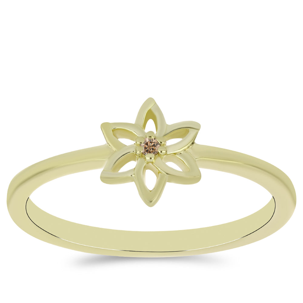 Pozlacené Stříbro 925/1000 - Prsten s Champagne Diamantem - Karátové číslo: 0.01. přibližná hmotnost: 1.68 gramů 3 