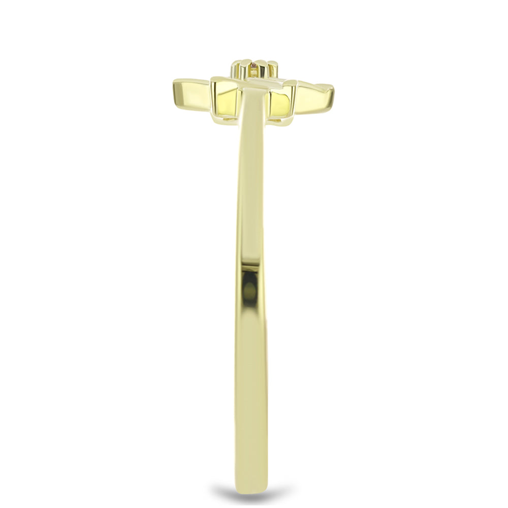 Pozlacené Stříbro 925/1000 - Prsten s Champagne Diamantem - Karátové číslo: 0.01. přibližná hmotnost: 1.68 gramů 4 