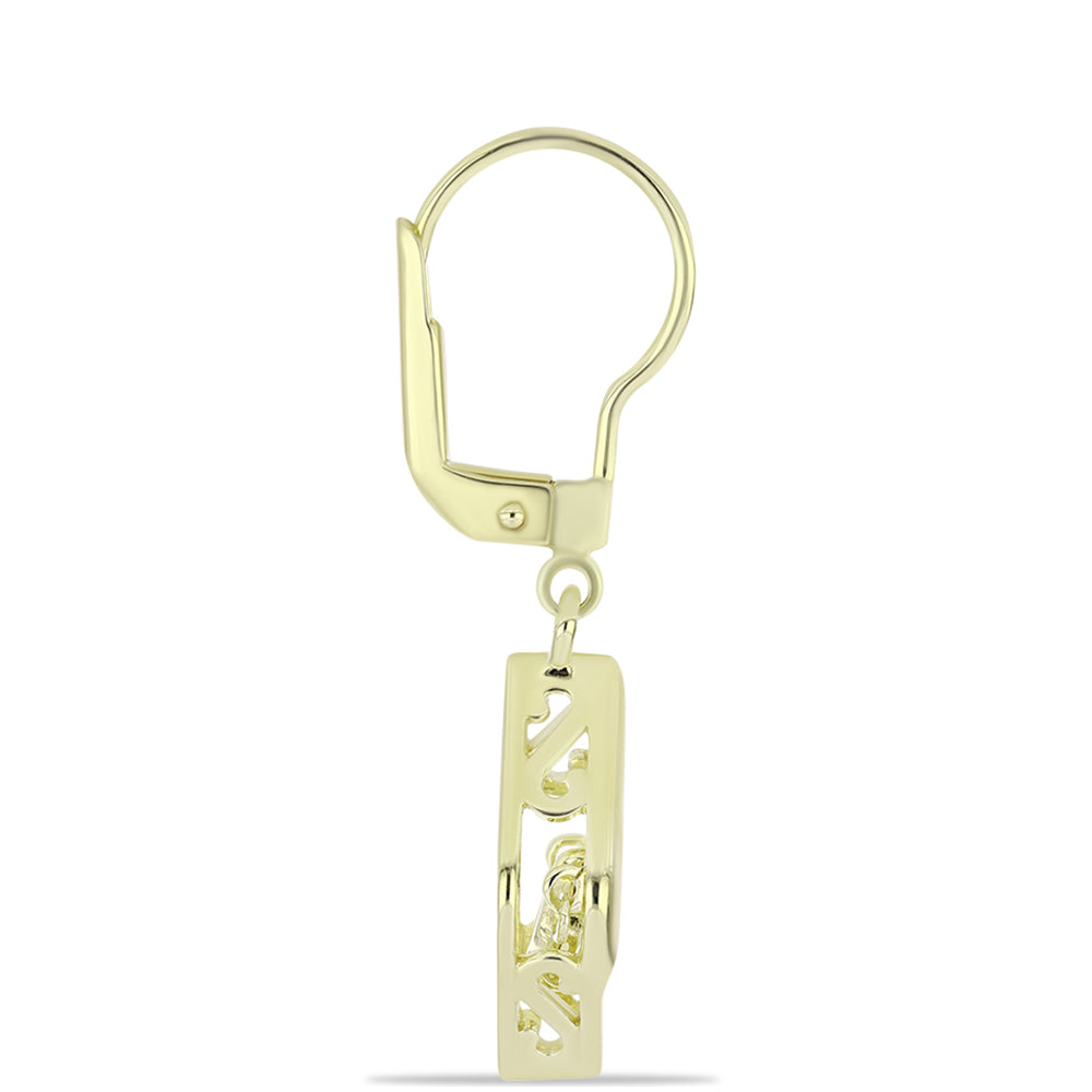 Pozlacené Stříbro 925/1000 - Náušnice s Champagne Diamantem - Karátové číslo: 0.01. přibližná hmotnost: 2.98 gramů 2 