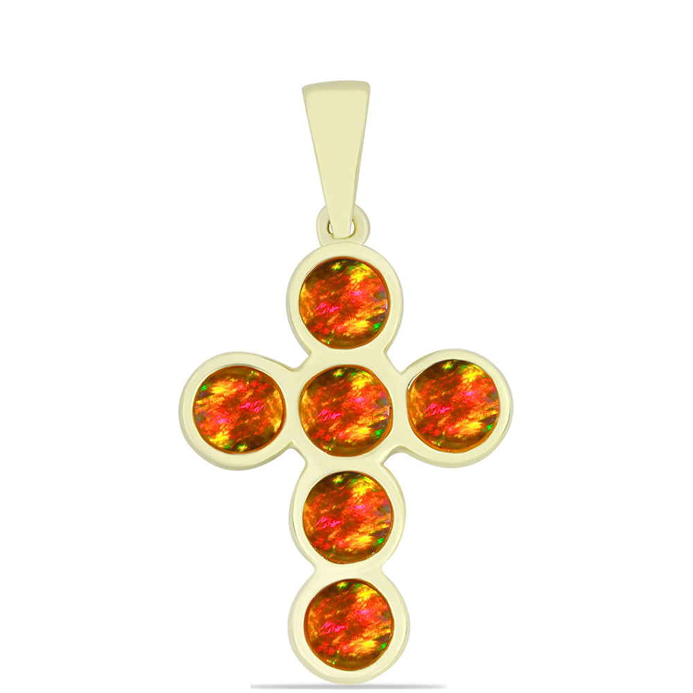 Pozlacené Stříbro 925/1000 - Přívěsek s Americkým Ohnivým Opálem - Karátové číslo: 1.16. přibližná hmotnost: 3 gramů